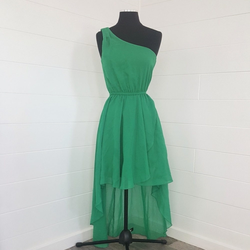 Emerald Green One Shoulder Dress